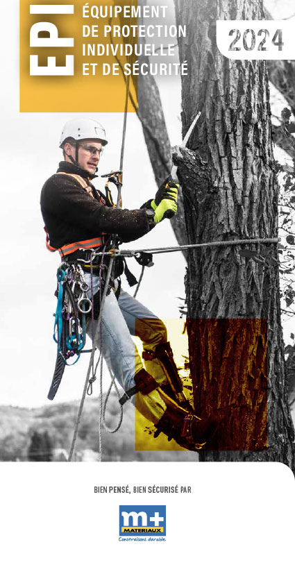 Couverture d'un catalogue avec un homme attaché à un arbre